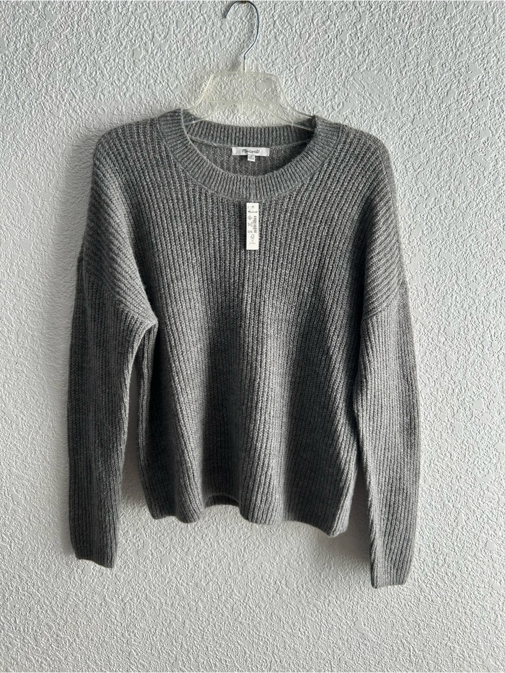 Madewell Alpaca Blend Ribbed Knit Sweater Gray Size M NWT Cozy Minimalist